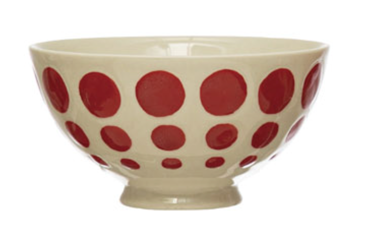 Red and White Patterned Bowl