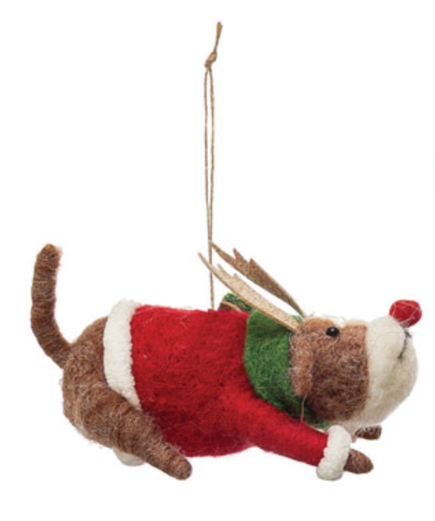 Holiday Felt Dog Ornament