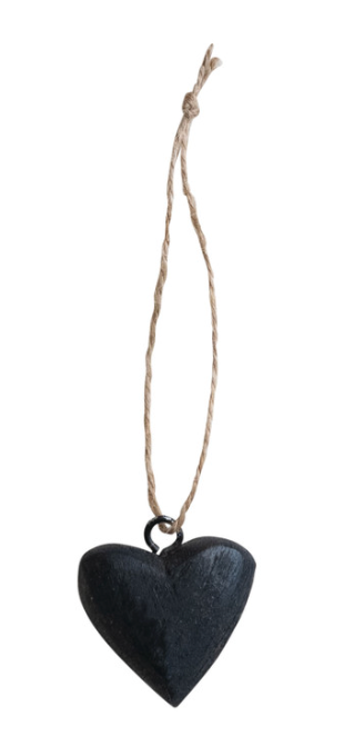 Mango Wood Heart Ornament - Single