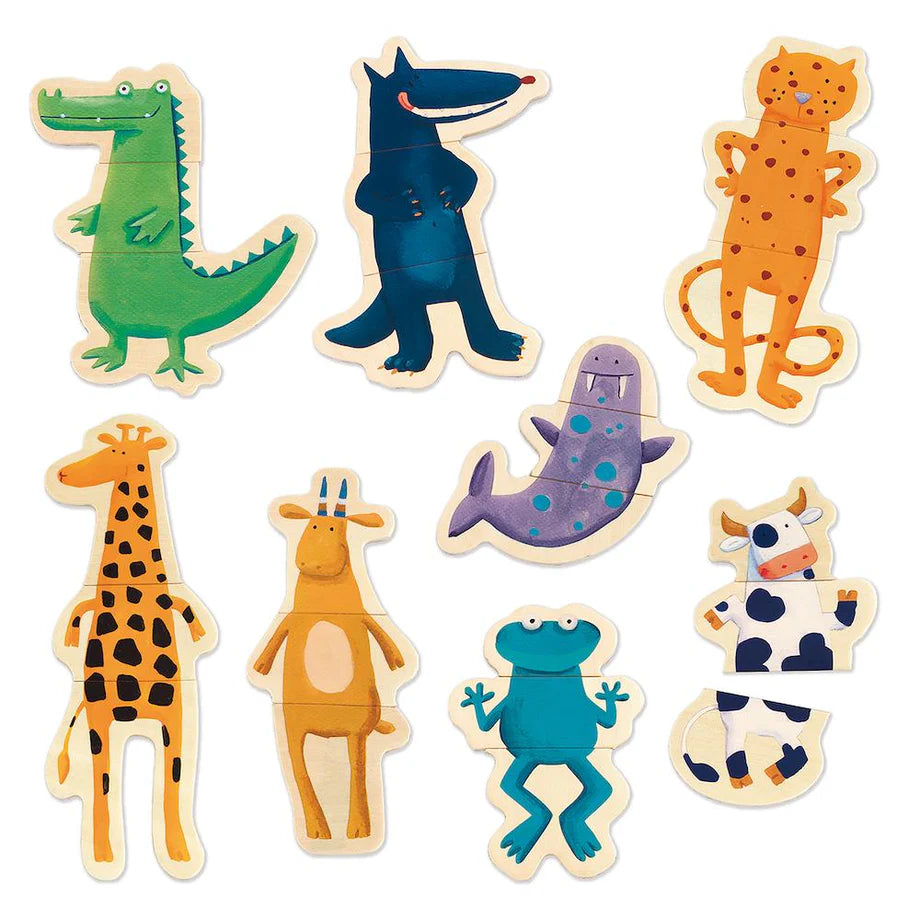 Crazy Animal Mix & Match Wooden Magnets