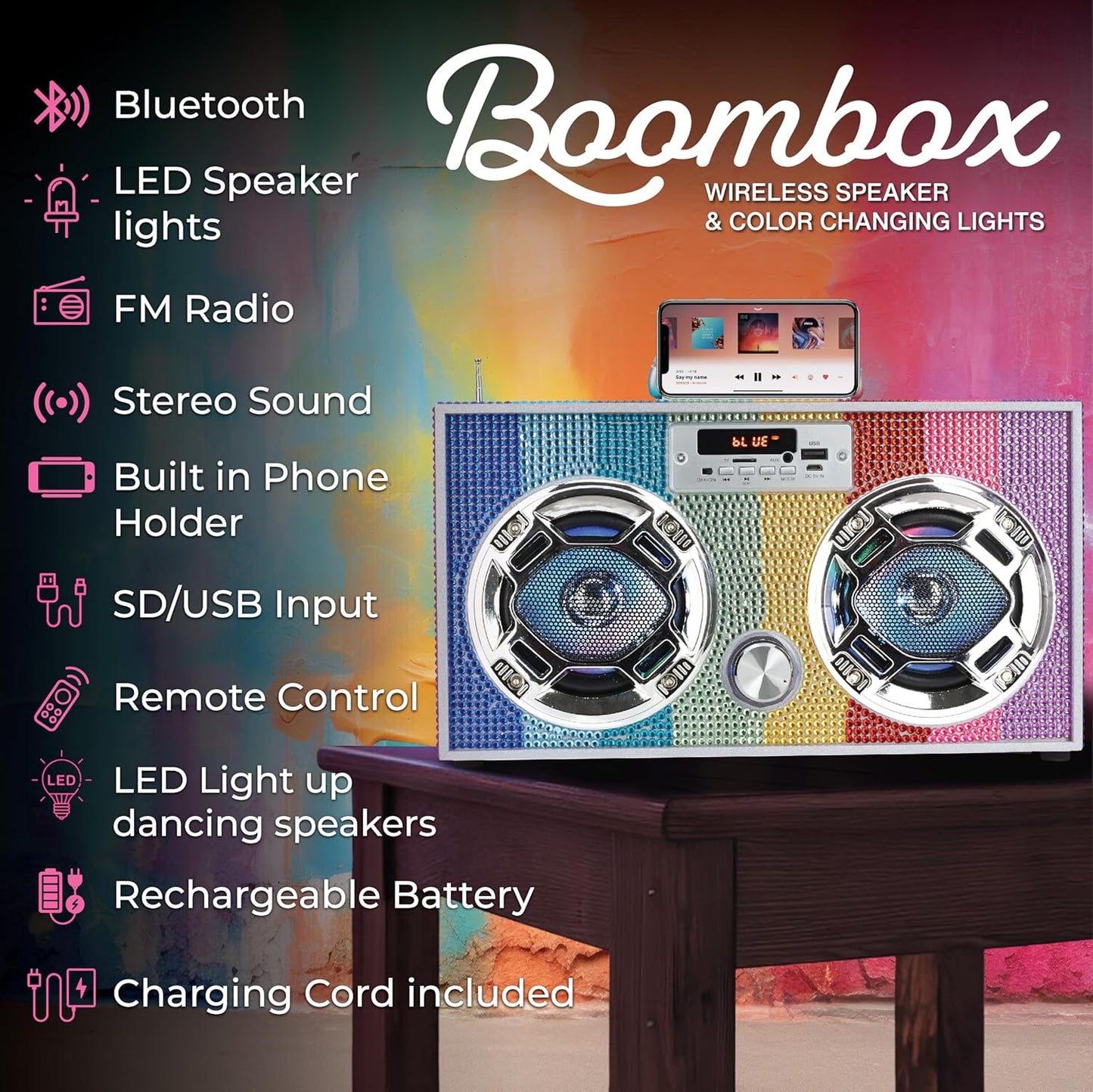 Bluetooth FM Radio - Rainbow Bling