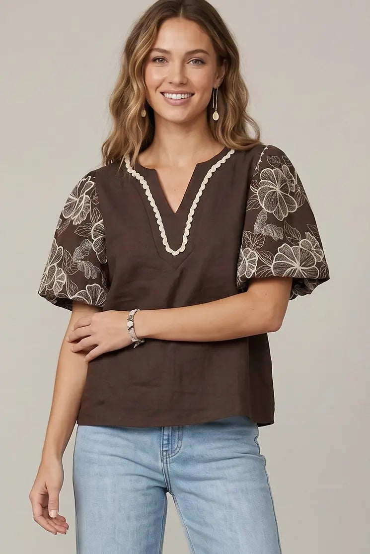 Brown Patterned Blouse