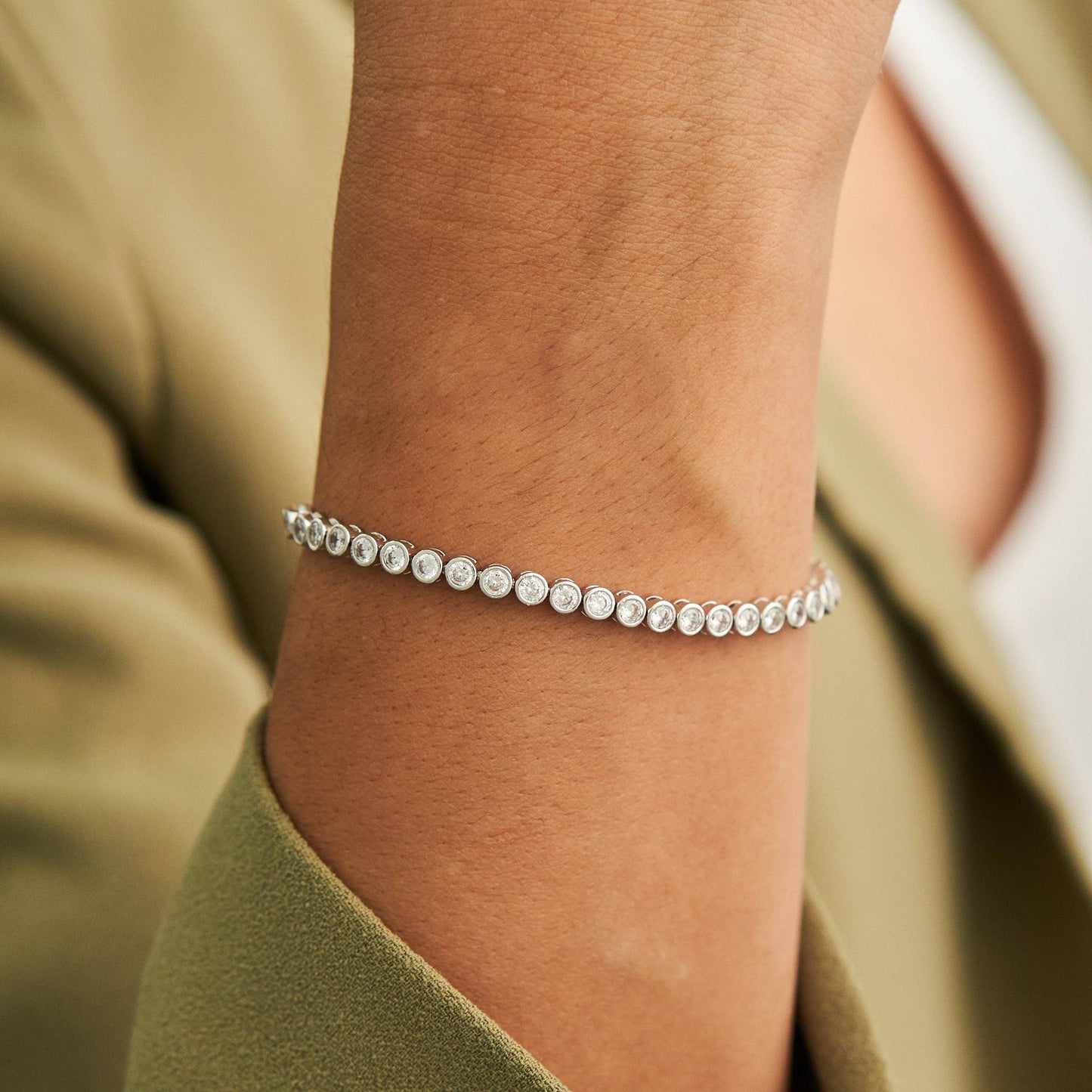 Silver Round Tennis Bracelet
