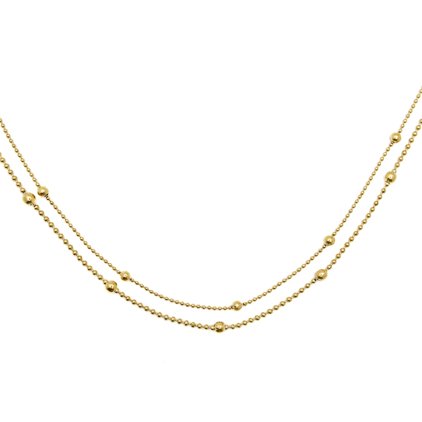 Waterproof Gold Double Beaded Chain Necklace