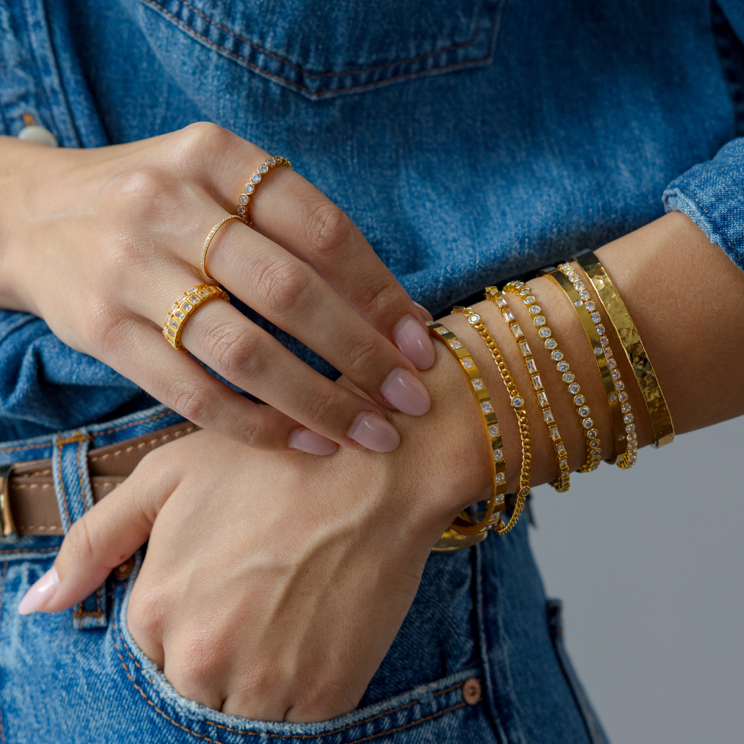 Gold Round Brilliant Tennis Bracelet