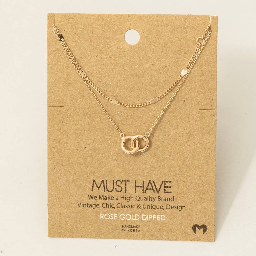 Layered Chain Link Charm Necklace - Gold