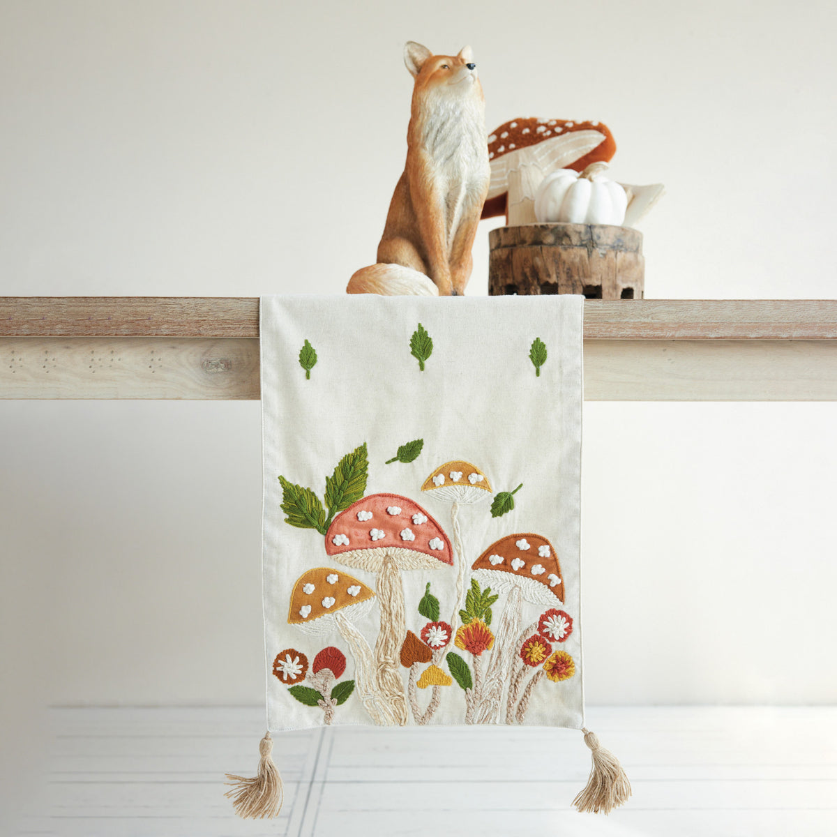 Mushroom Embroidered Table Runner