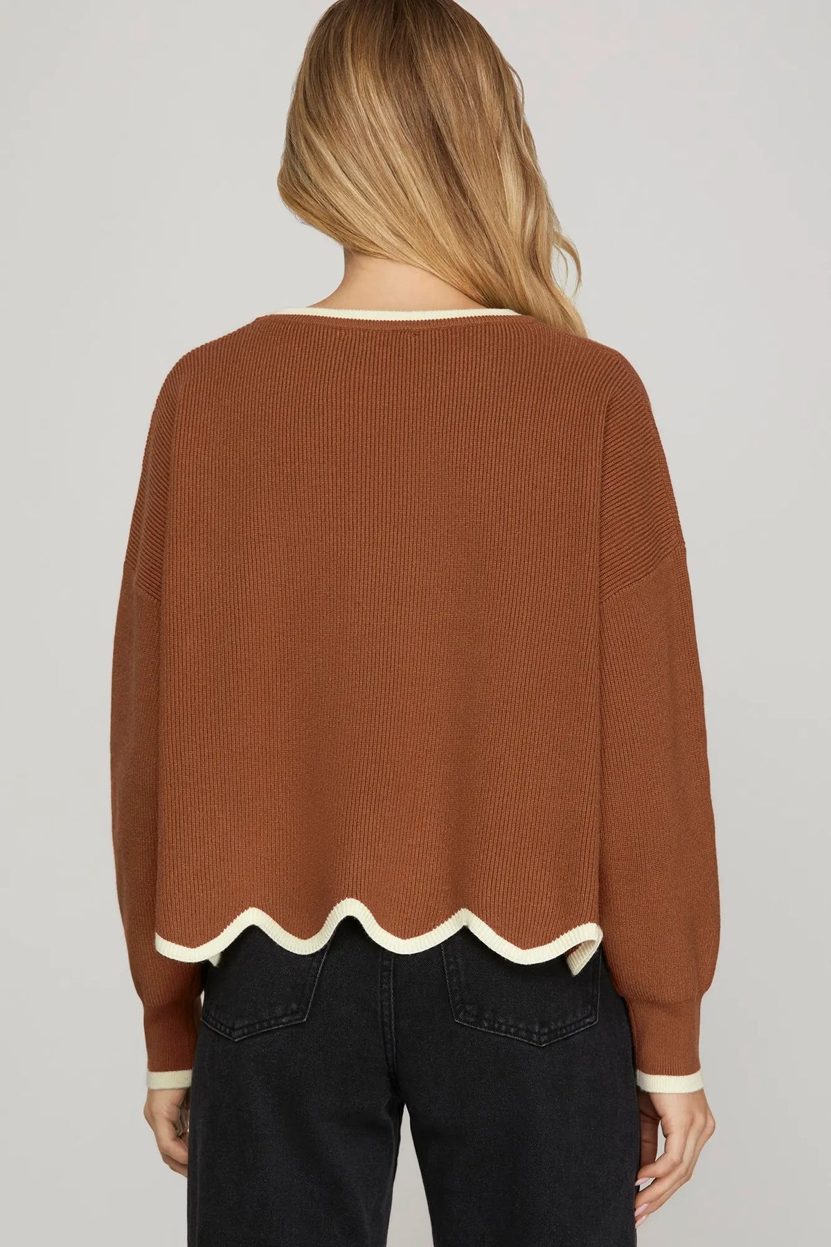 Cinnamon Scalloped Sweater