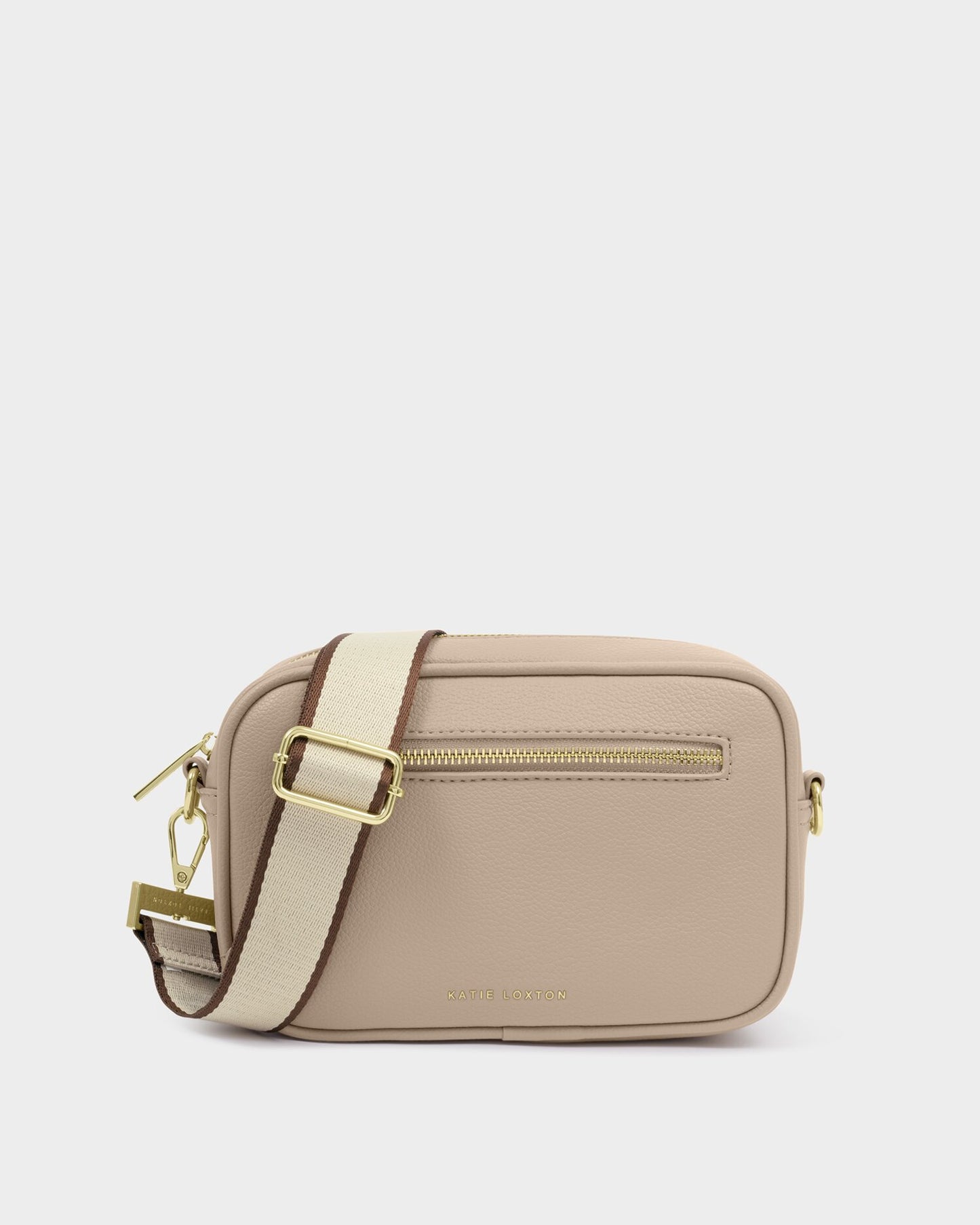 Canvas Bag Strap - Cognac Tipped Stripe