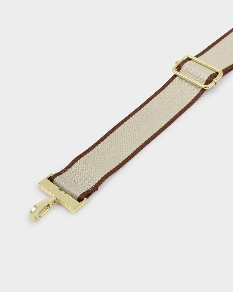 Canvas Bag Strap - Cognac Tipped Stripe