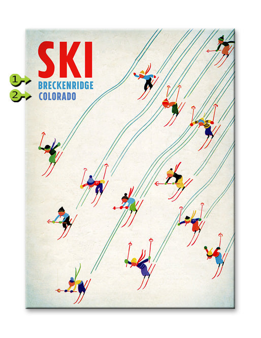 Colorful Skiers - Vintage Wood Sign