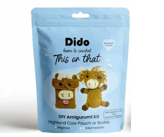 Crochet Kit - Highland Cow Pouch or Buddy