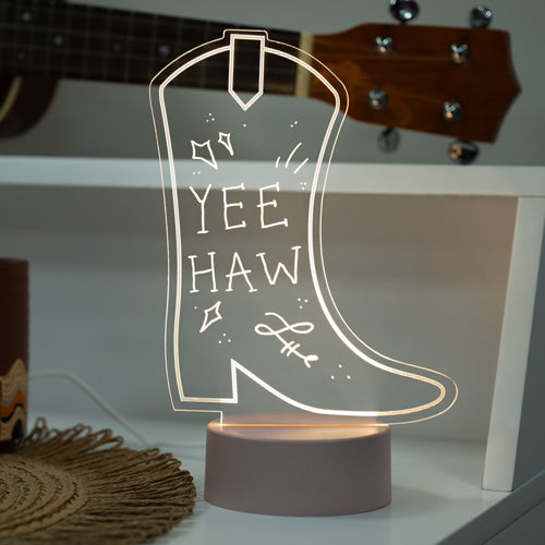 Acrylic Light Up Cowboy Boot Sign