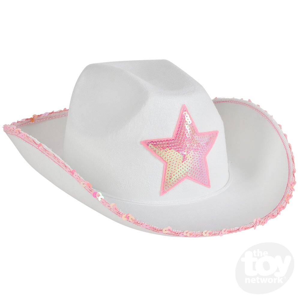 White Felt Cowgirl Hat with Pink Star