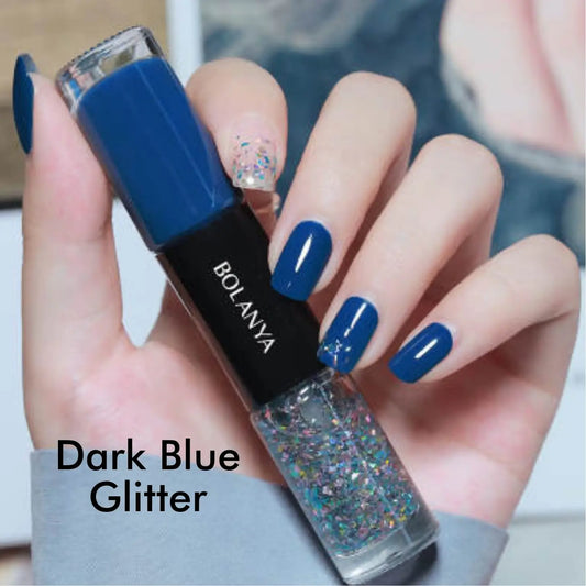 Double Nail Polish - Dark Blue Glitter