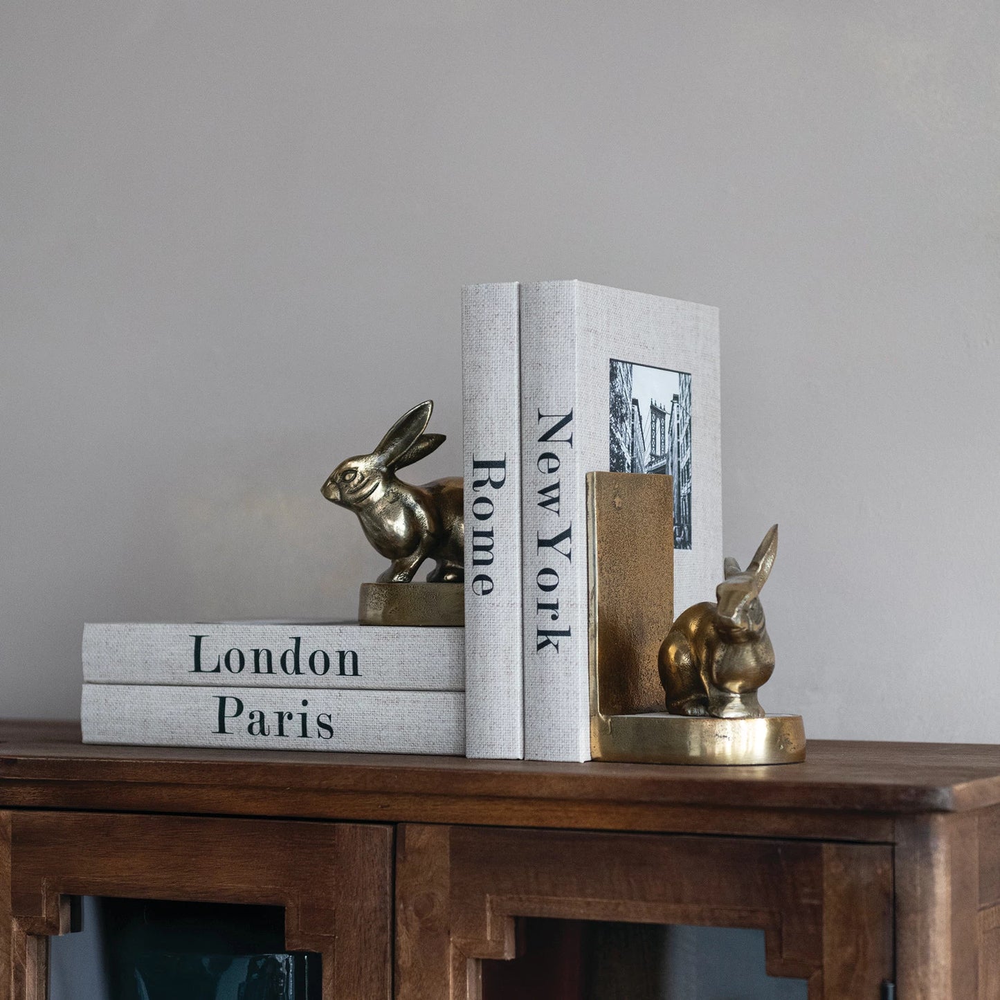 Cast Aluminum Rabbit Bookends