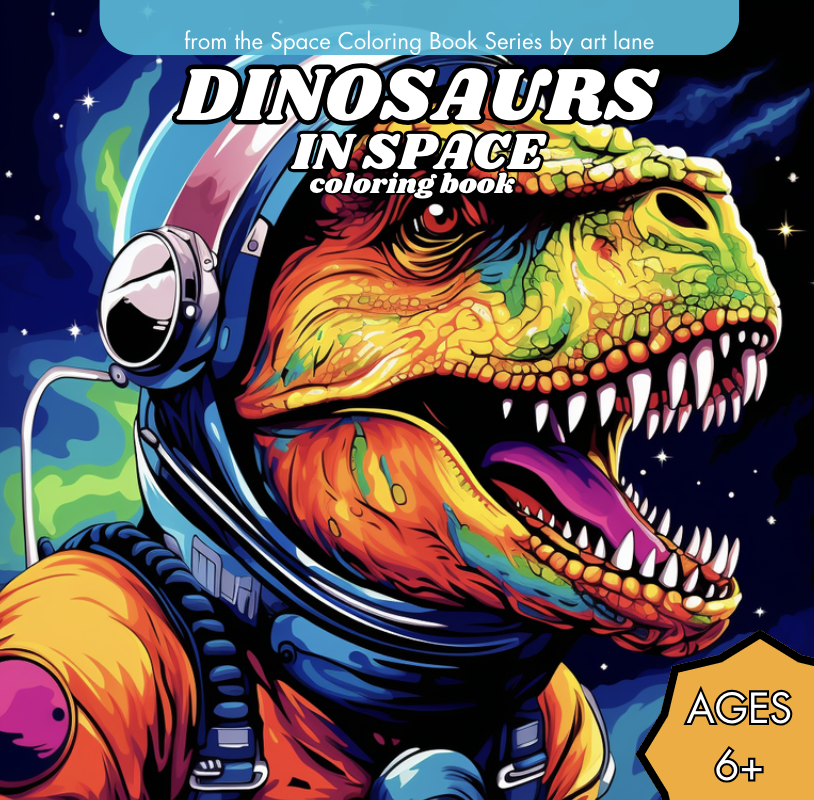 Dinosaurs in Space Coloring Book