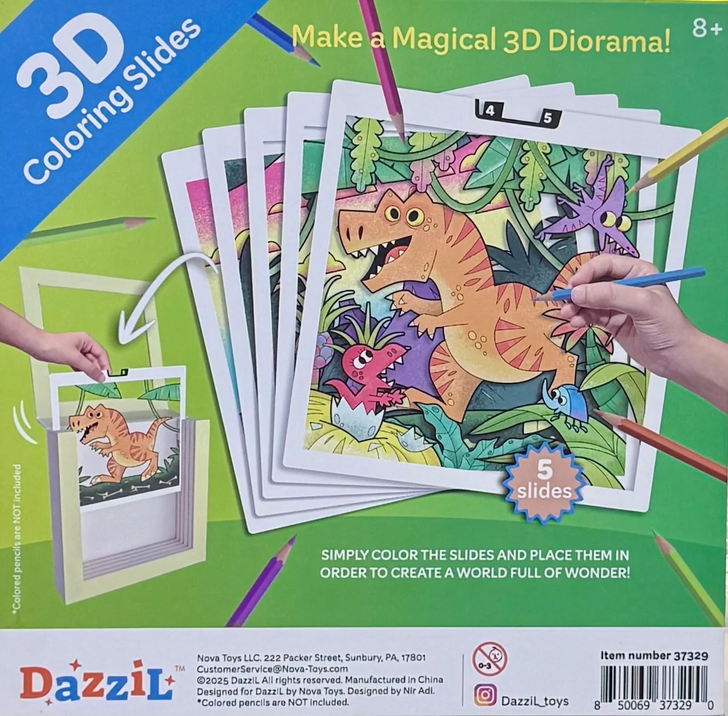 3D Coloring Slide - Dinosaur