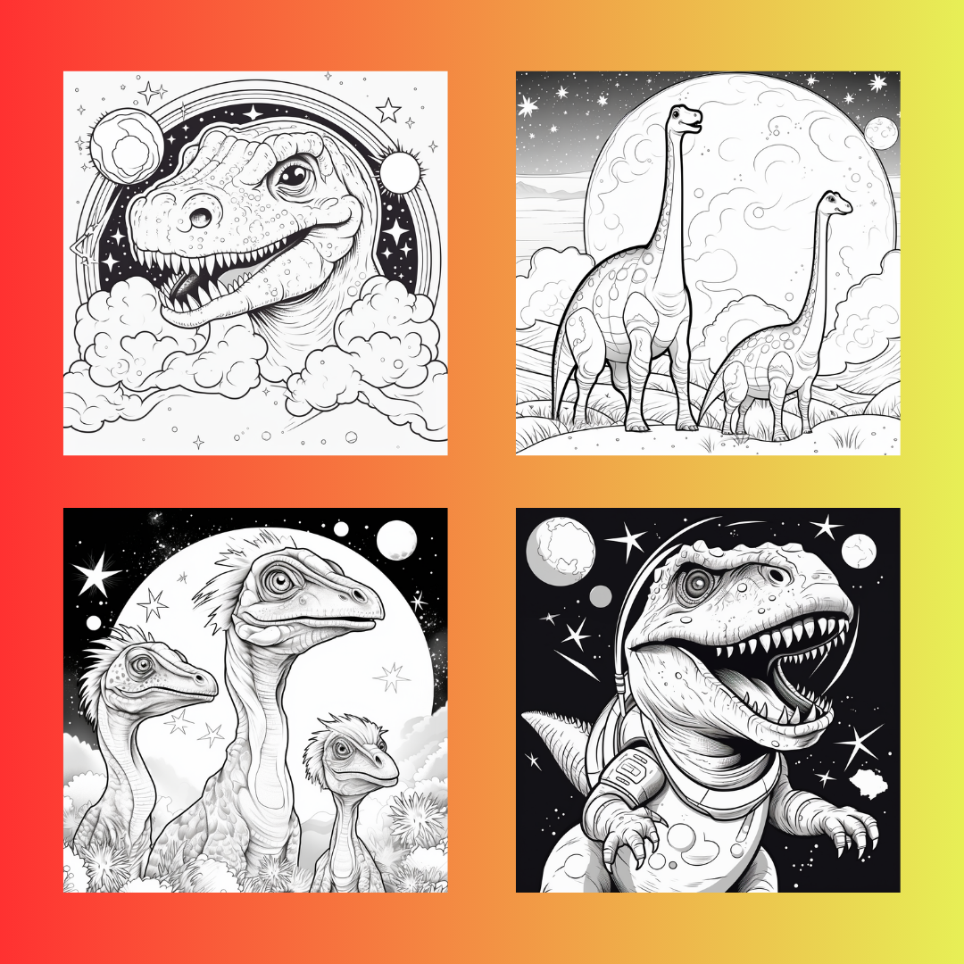 Dinosaurs in Space Coloring Book