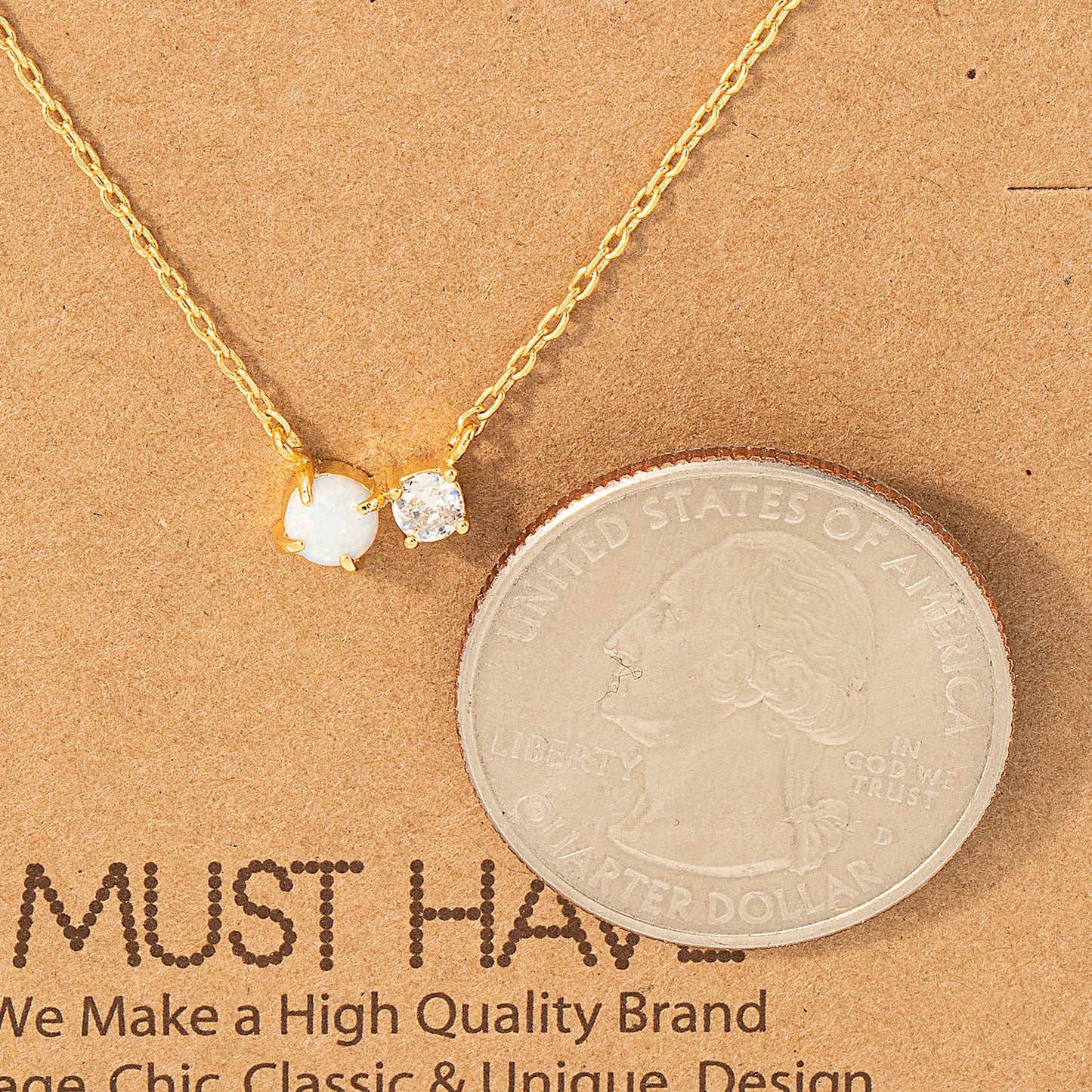 Opal Rhinestone Charm Necklace