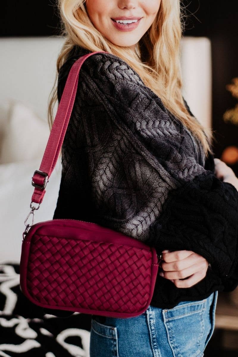 Woven Crossbody Bag: Wine