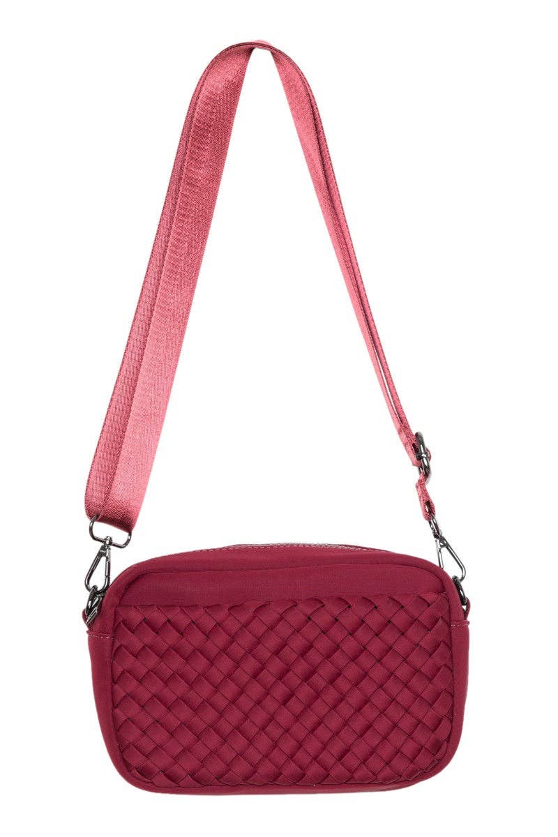 Woven Crossbody Bag: Wine