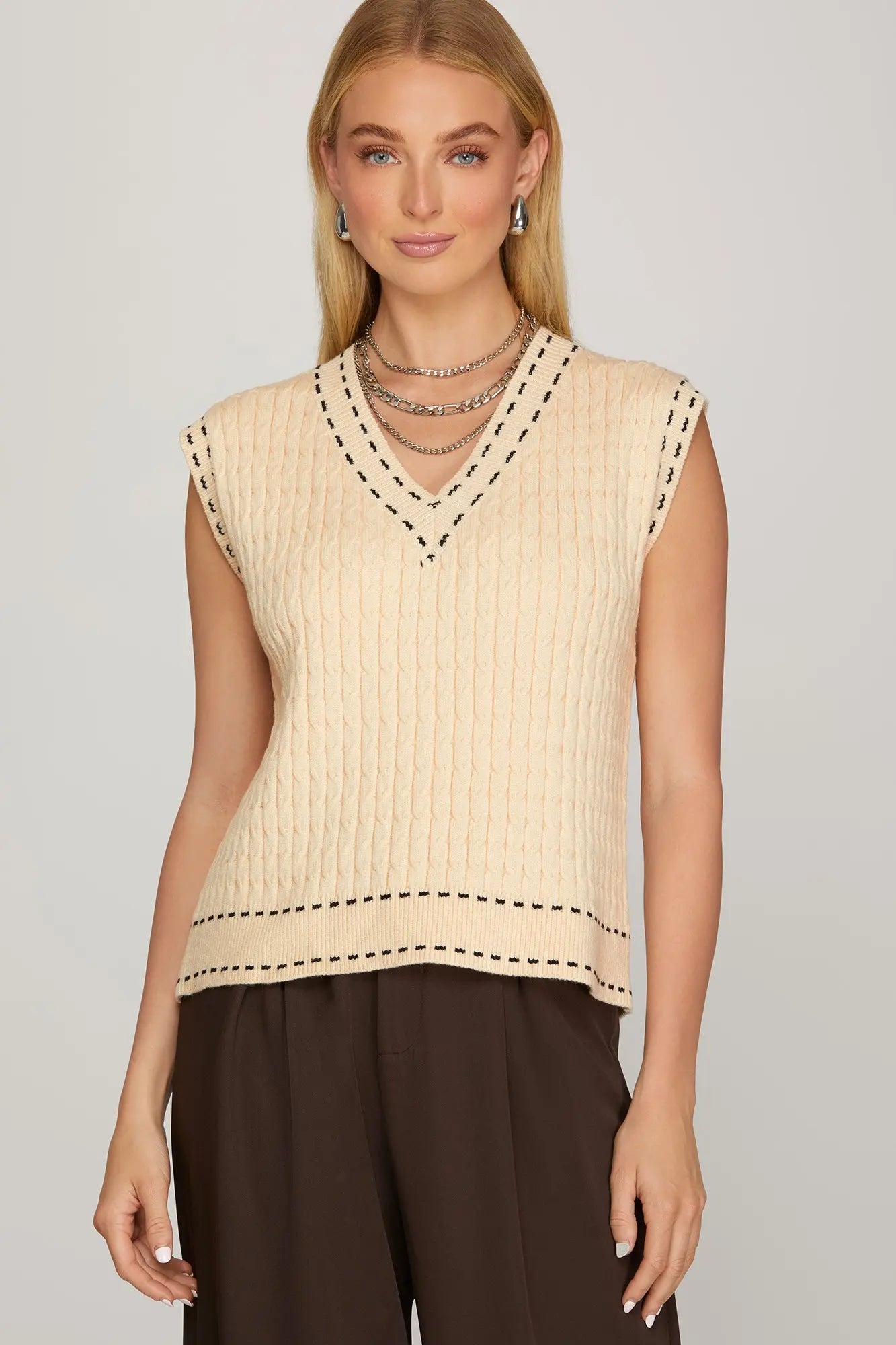 Cream Short Sleeved Sweater