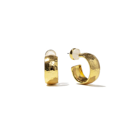 Gold Mini Hammered Hoops