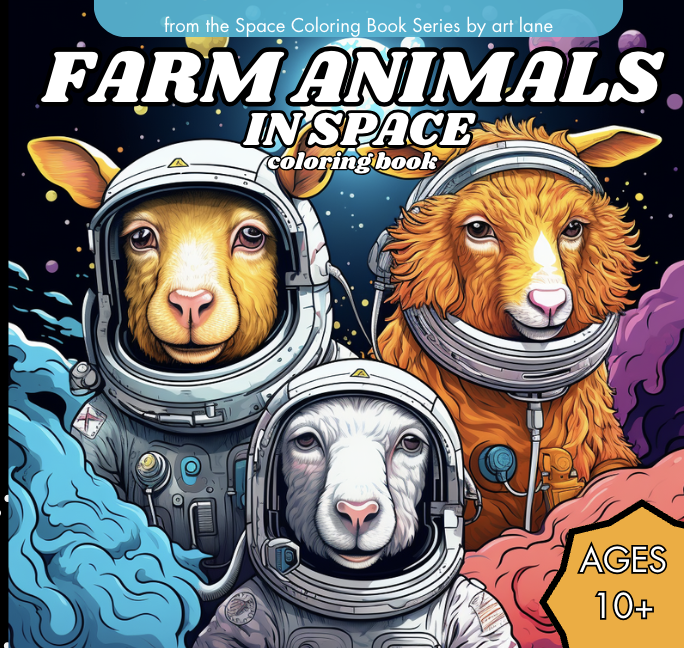 Farm Animals in Space Coloring Book