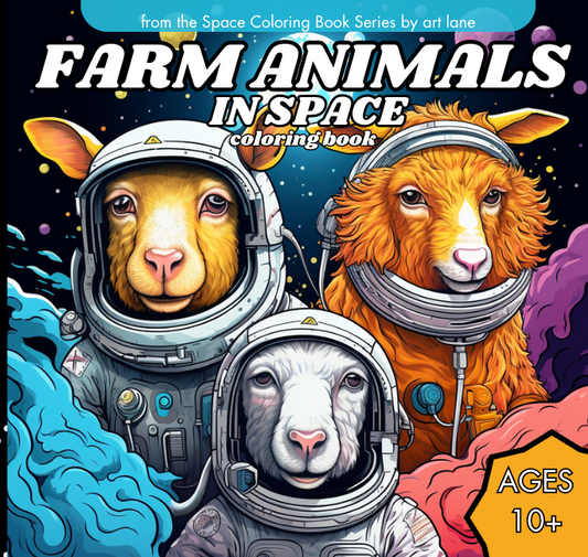 Farm Animals in Space Coloring Book