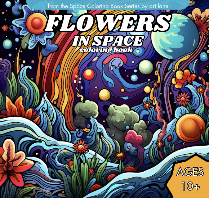 Flowers in Space Coloring Book