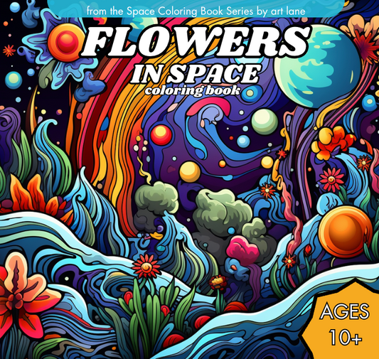 Flowers in Space Coloring Book