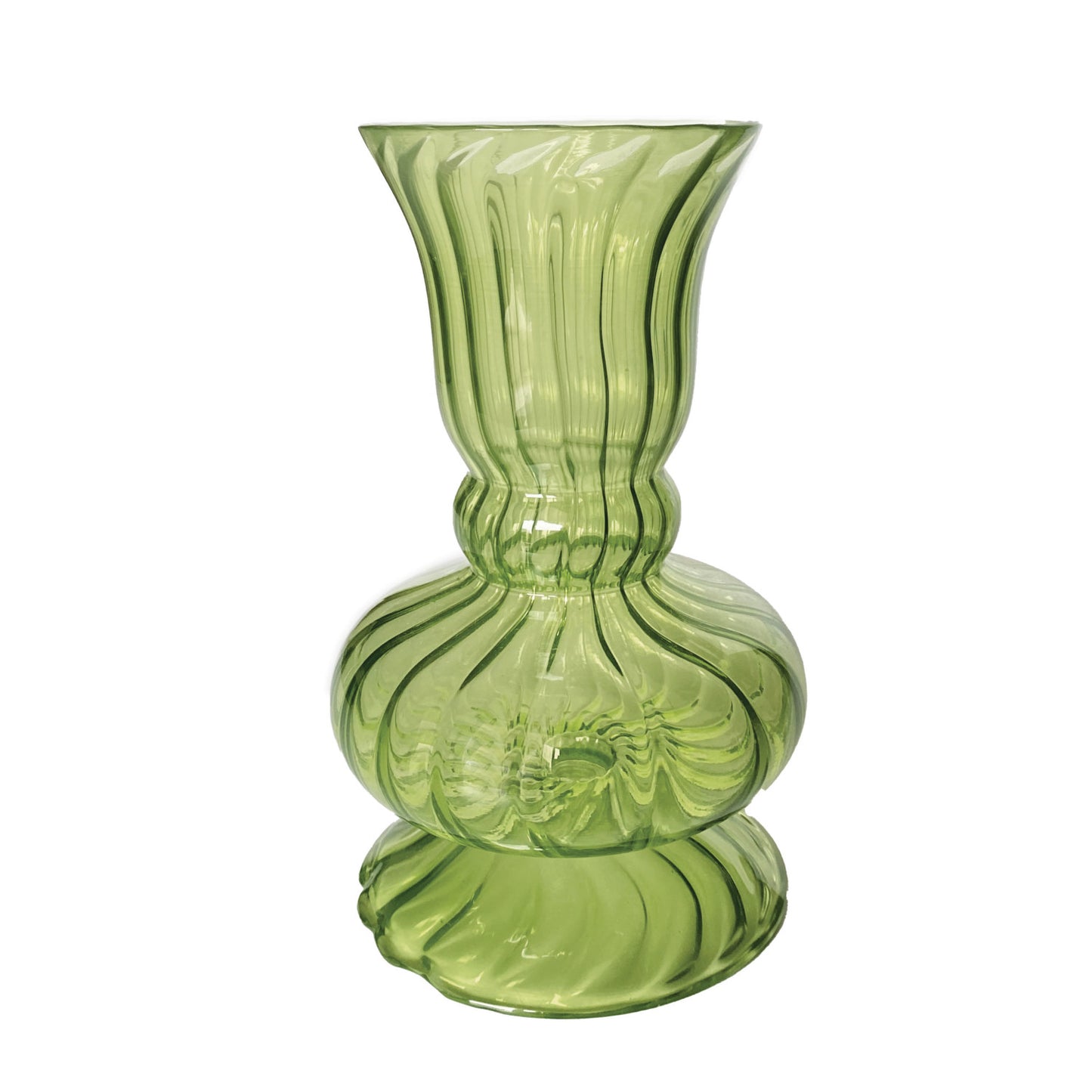Green Fluted Glass Vase