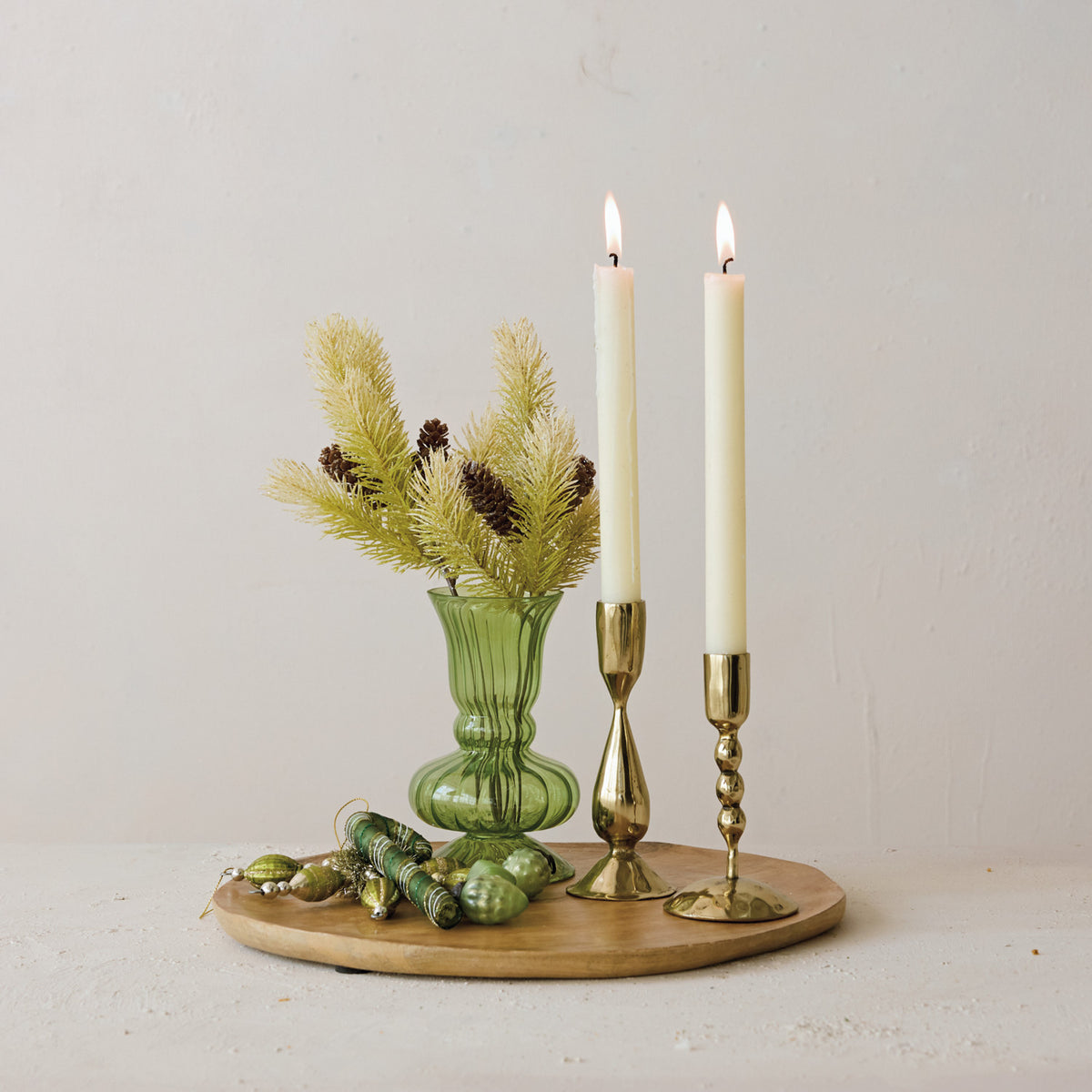 Green Fluted Glass Vase