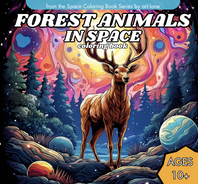 Forest Animals in Space Coloring Book