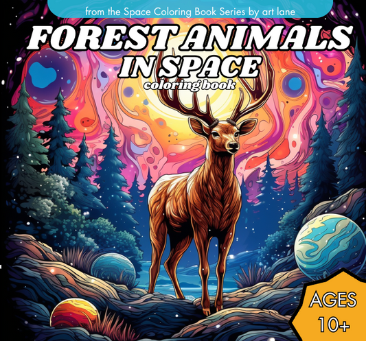 Forest Animals in Space Coloring Book