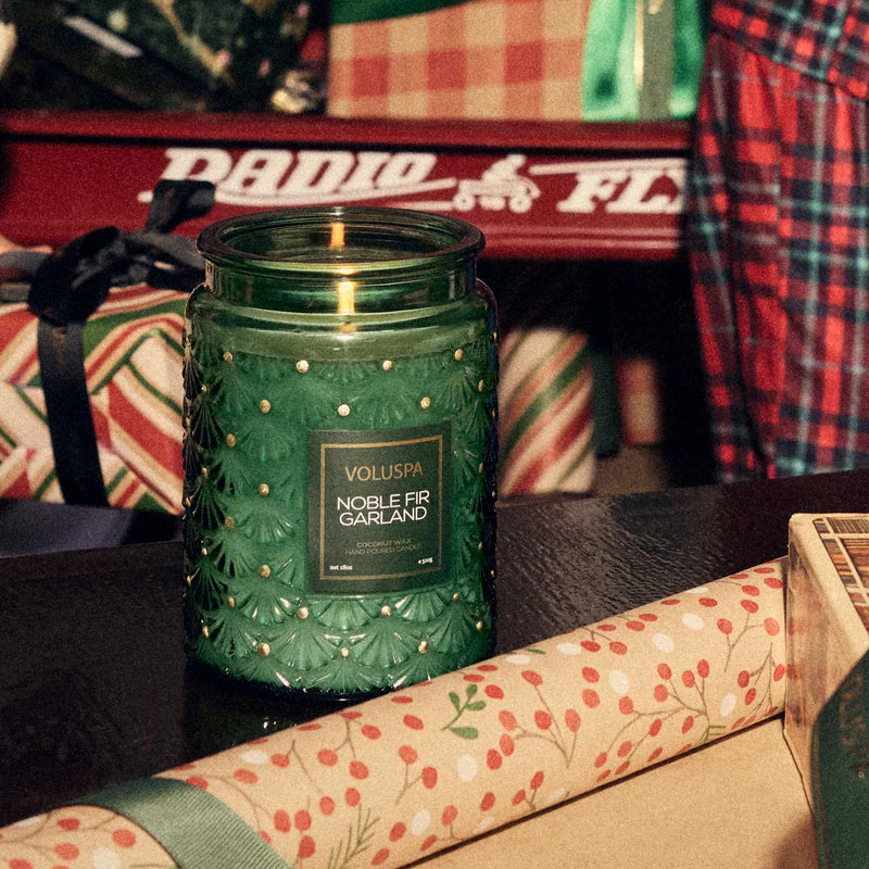 Noble Fir Garland Candle - Large