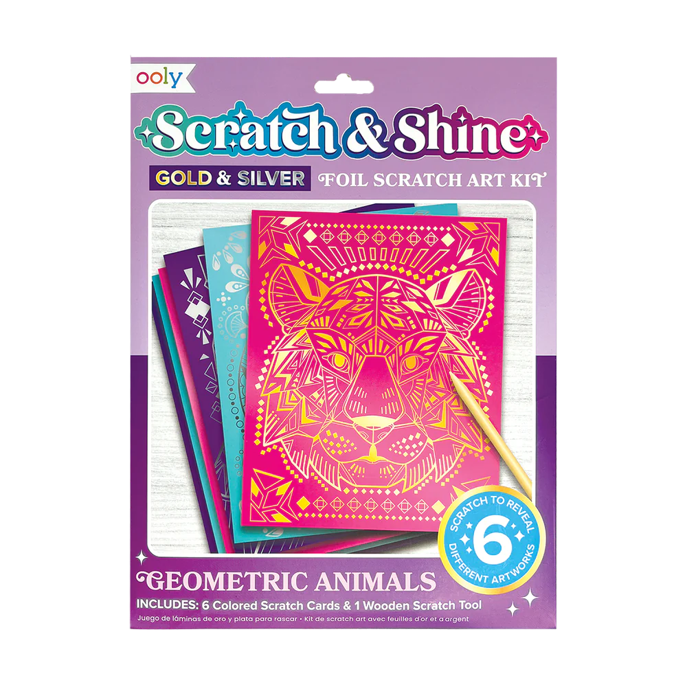 Foil Scratch Art Kit - Geometric Animals