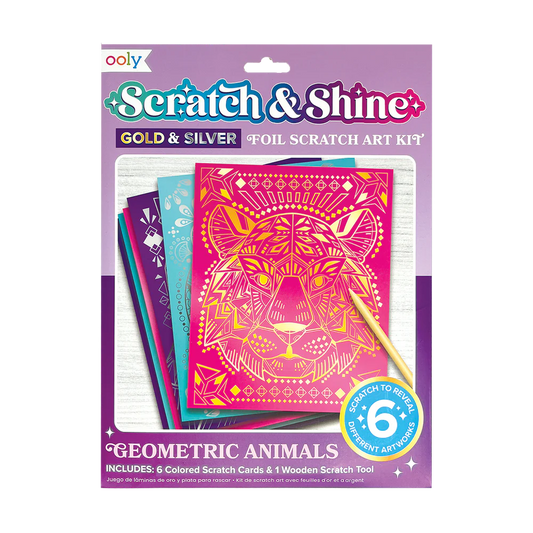 Foil Scratch Art Kit - Geometric Animals