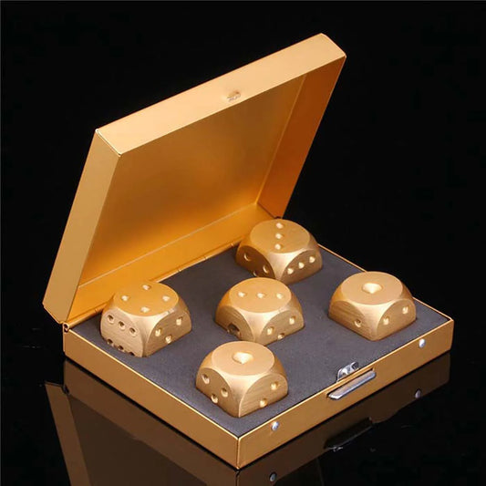 Gold Brushed Metal Dice Set