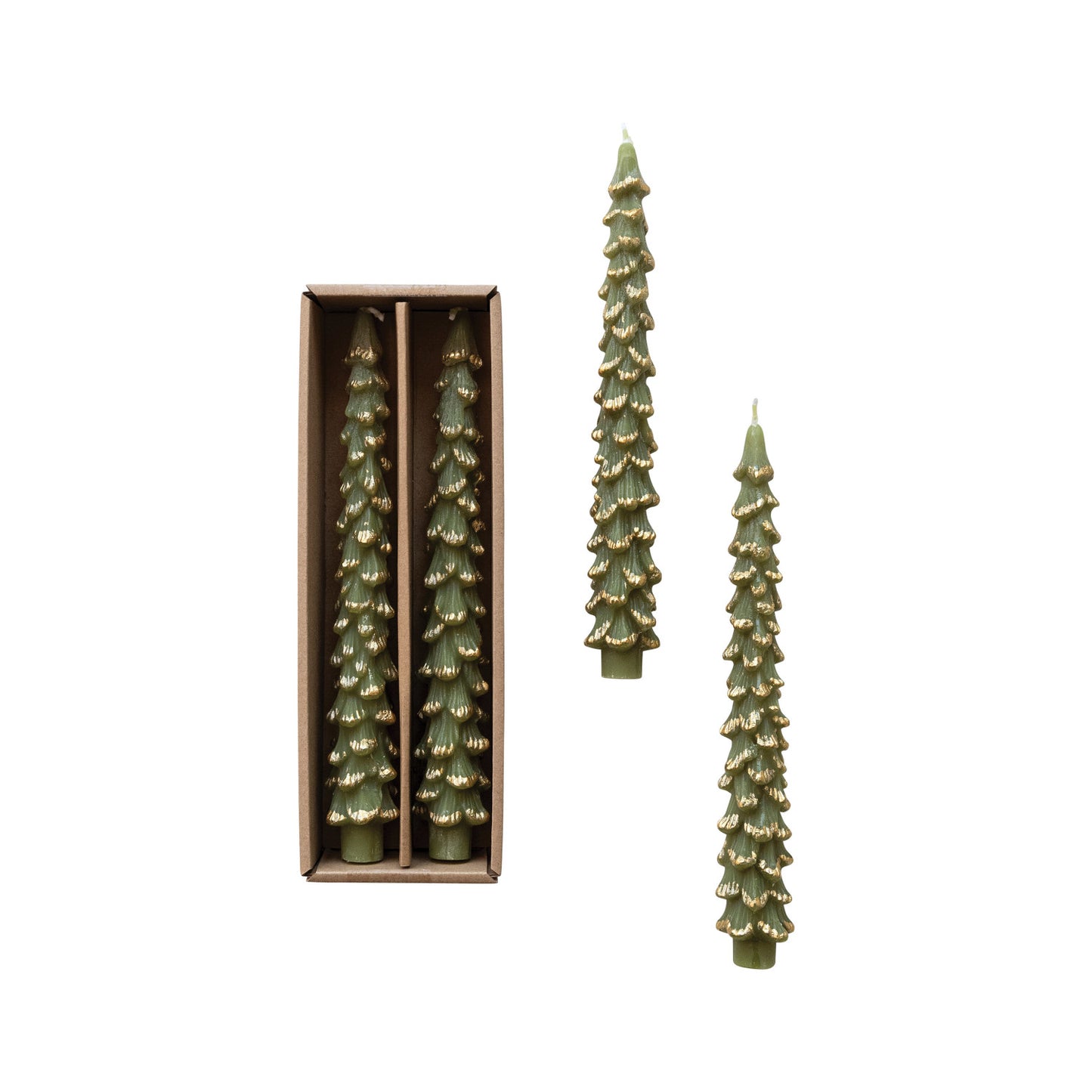 Gold Tipped Tree Taper Candles
