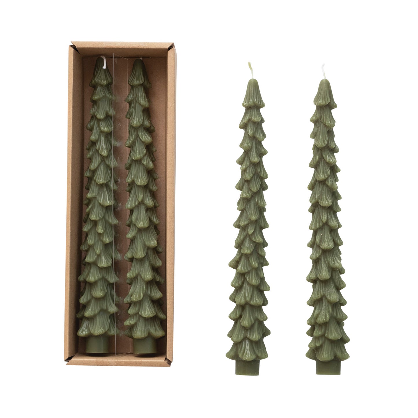 Green Tree Taper Candles