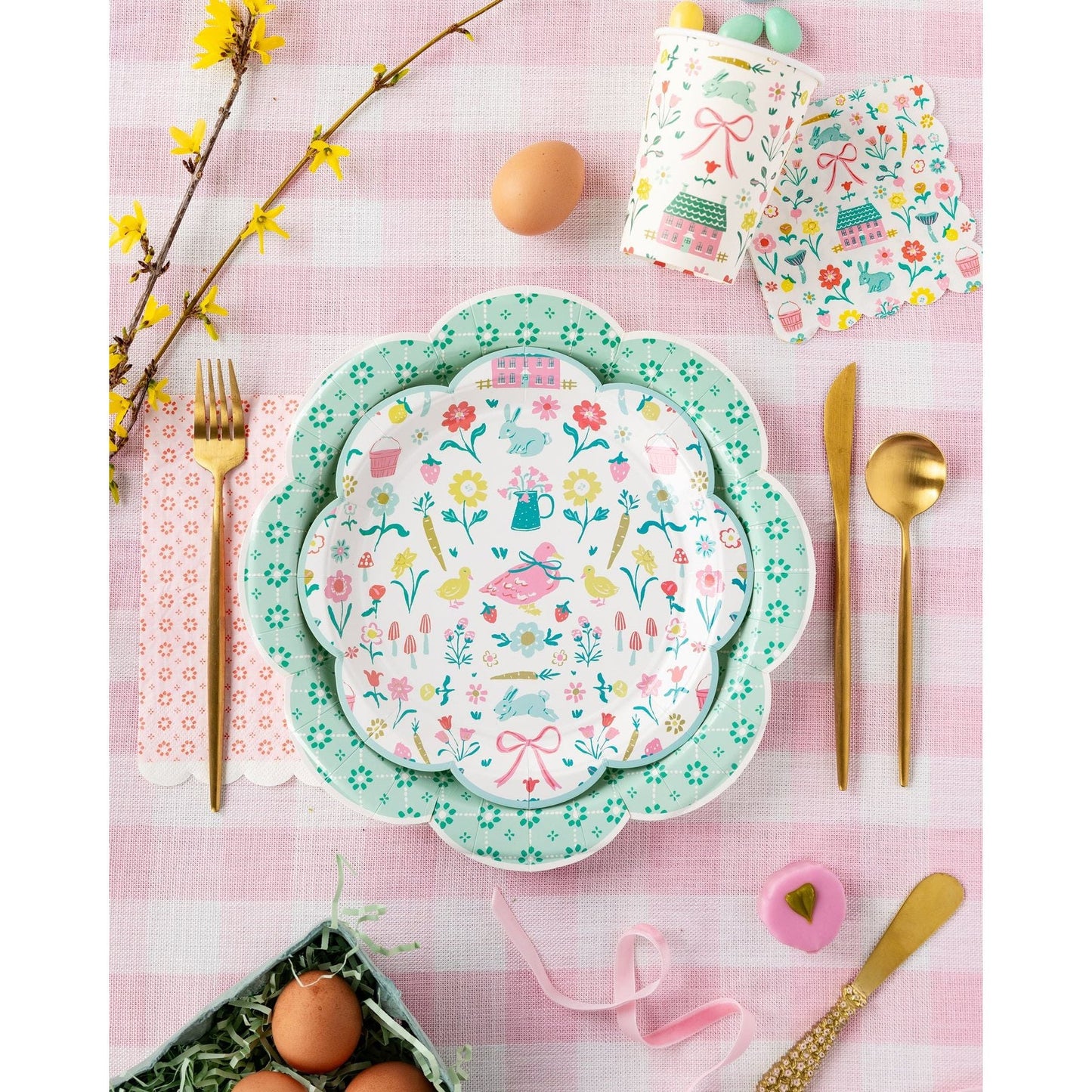 Green Wicker Paper Plates