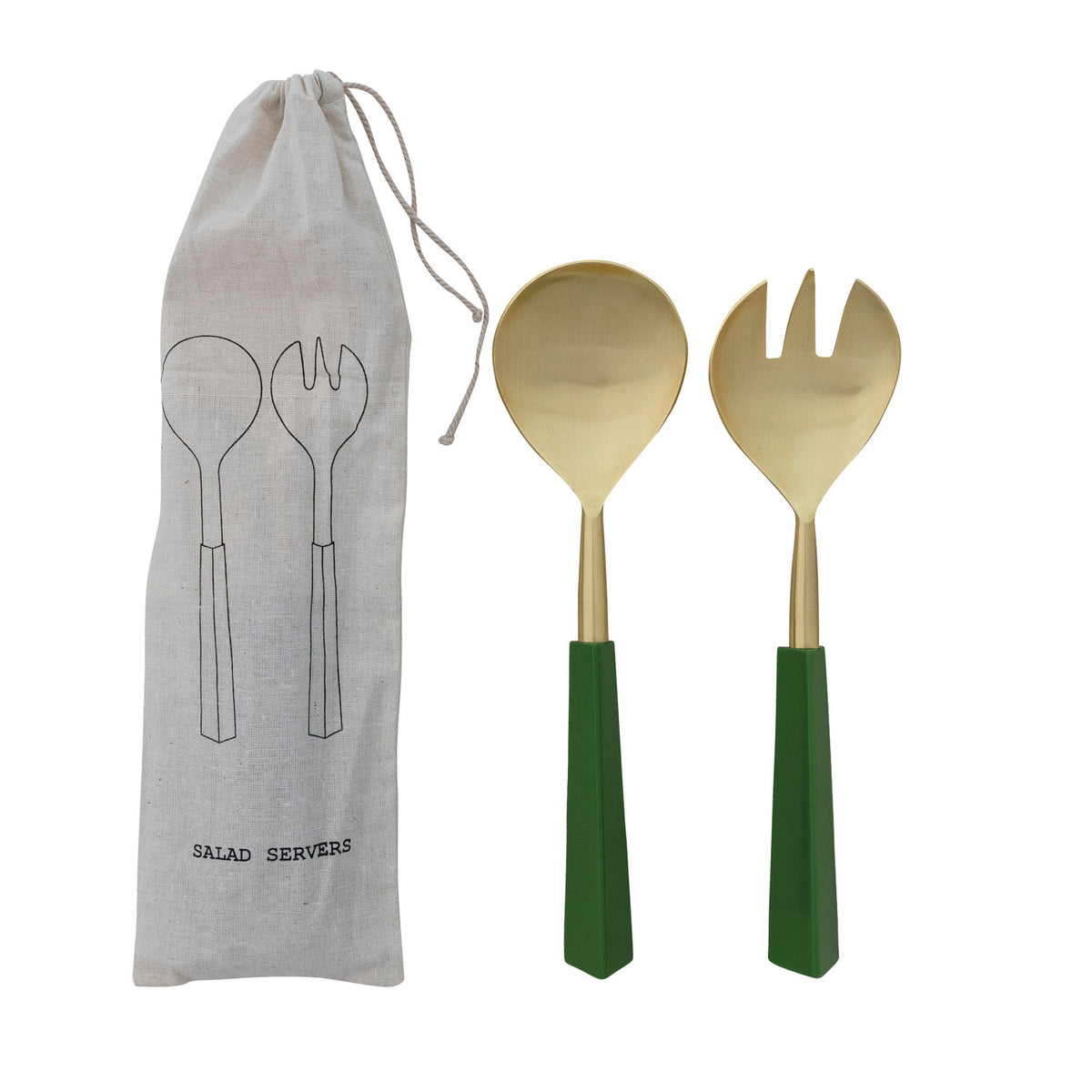 Green and Gold Salad Servers