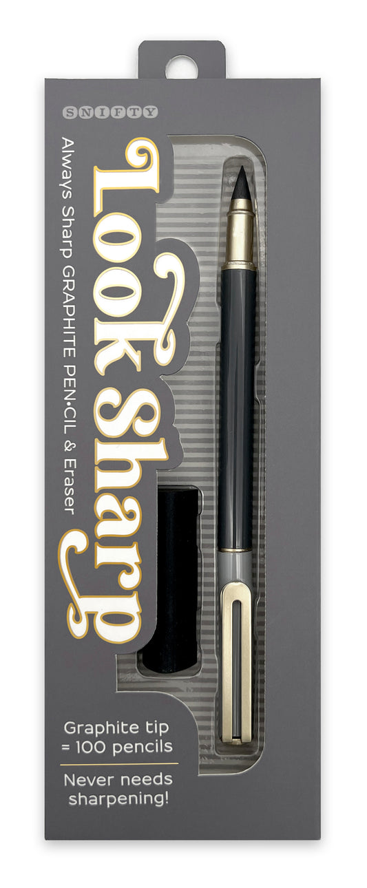 Look Sharp Pencil & Eraser Set Gray