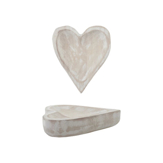 Carved Wooden Heart Dish