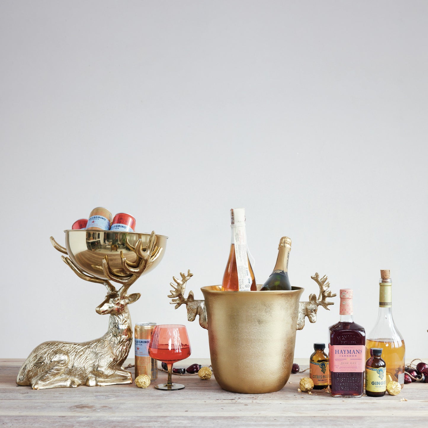 Gold Reindeer Ice Bucket