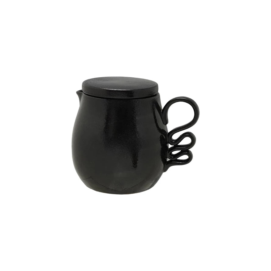 Abstract Black Stoneware Pitcher