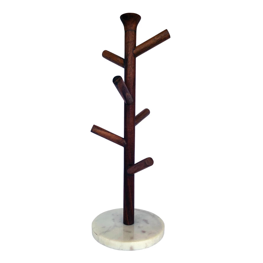 Wood and Marble Mug Rack