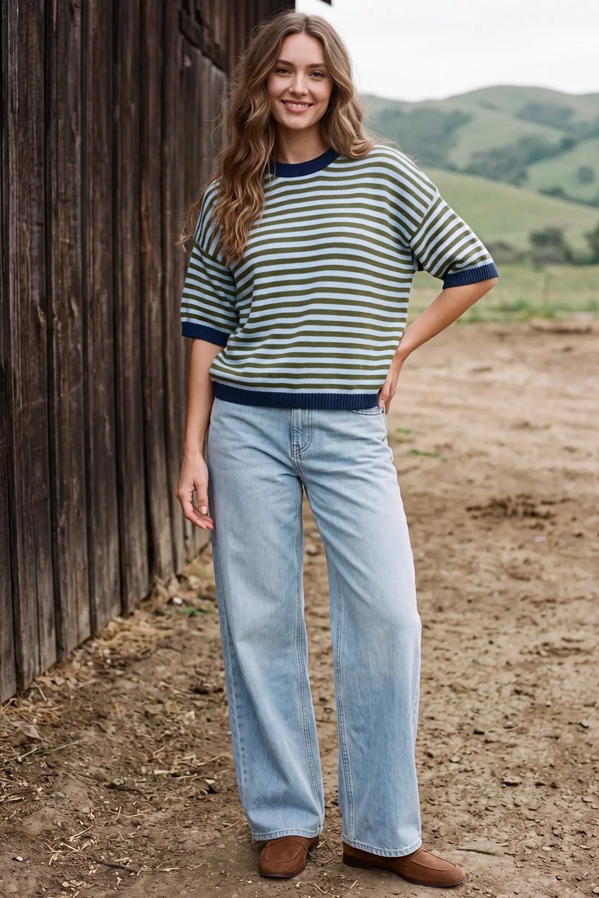 Olive Striped Sweater